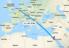 Unsere Flugroute von Düsseldorf nach Hurghada